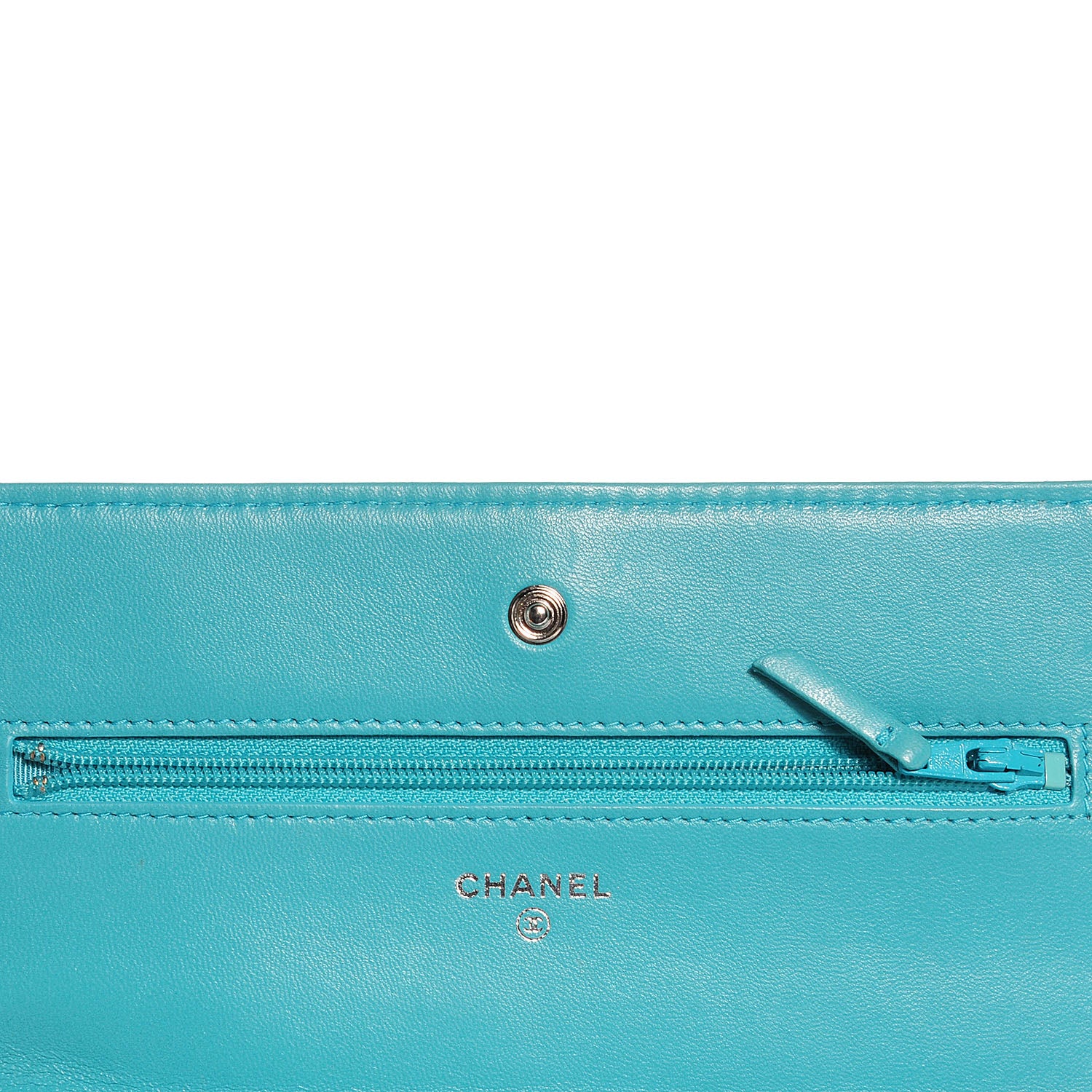 Chanel Lambskin Wallet On A Chain WOC Turquoise 10 of 11