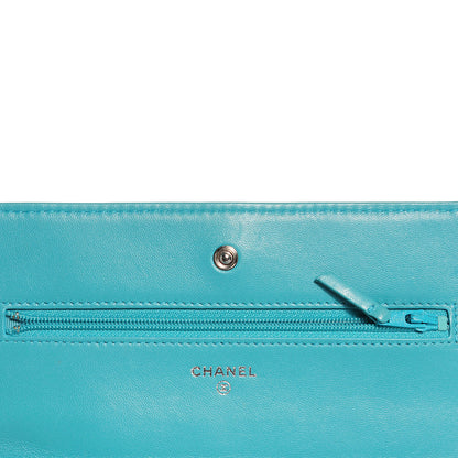 Chanel Lambskin Wallet On A Chain WOC Turquoise 10 of 11