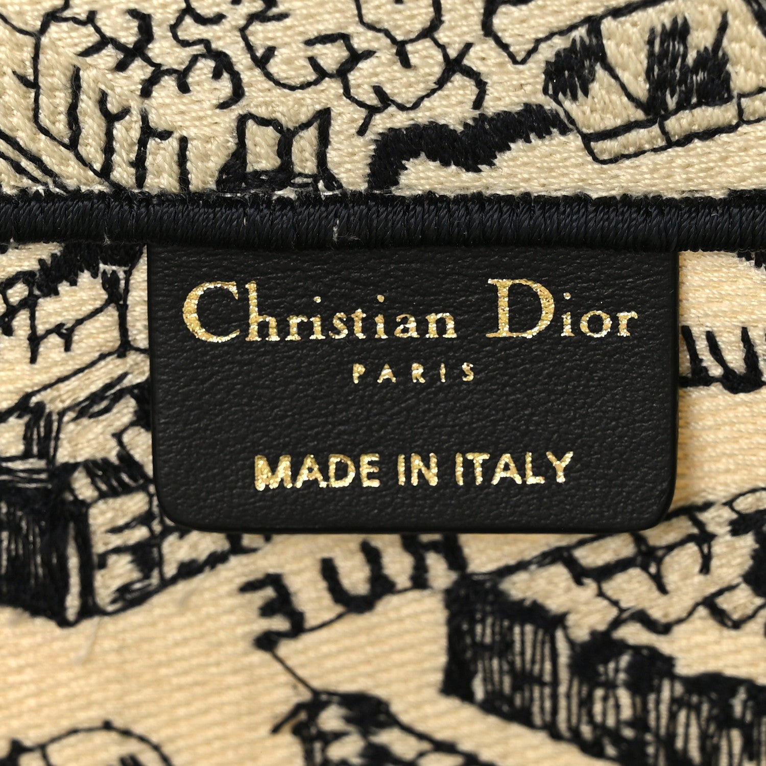Christian Dior Canvas Embroidered Medium Plan De Paris Book Tote Beige Black 6 of 9