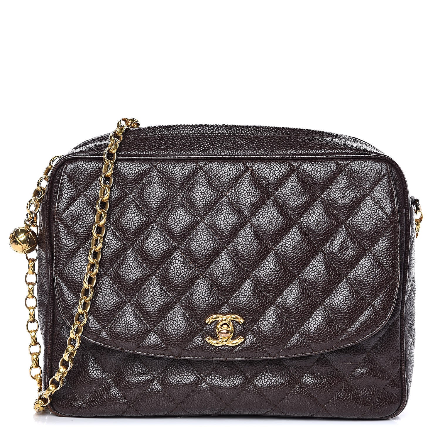 Chanel Caviar Quilted Flap Camera Case Brown 1 of 15