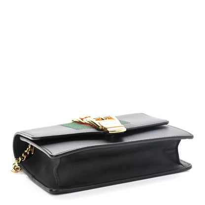 Gucci Calfskin Super Mini Sylvie Chain Shoulder Bag Black 4 of 10