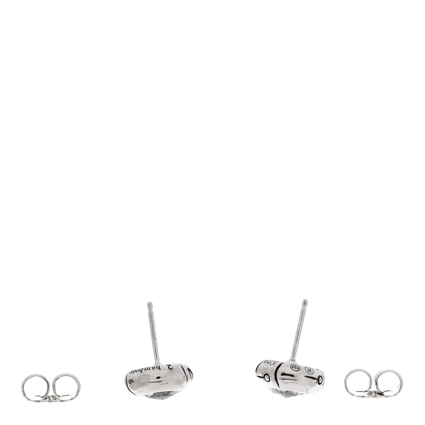 Sterling Silver White Topaz Bamboo Stud Earrings