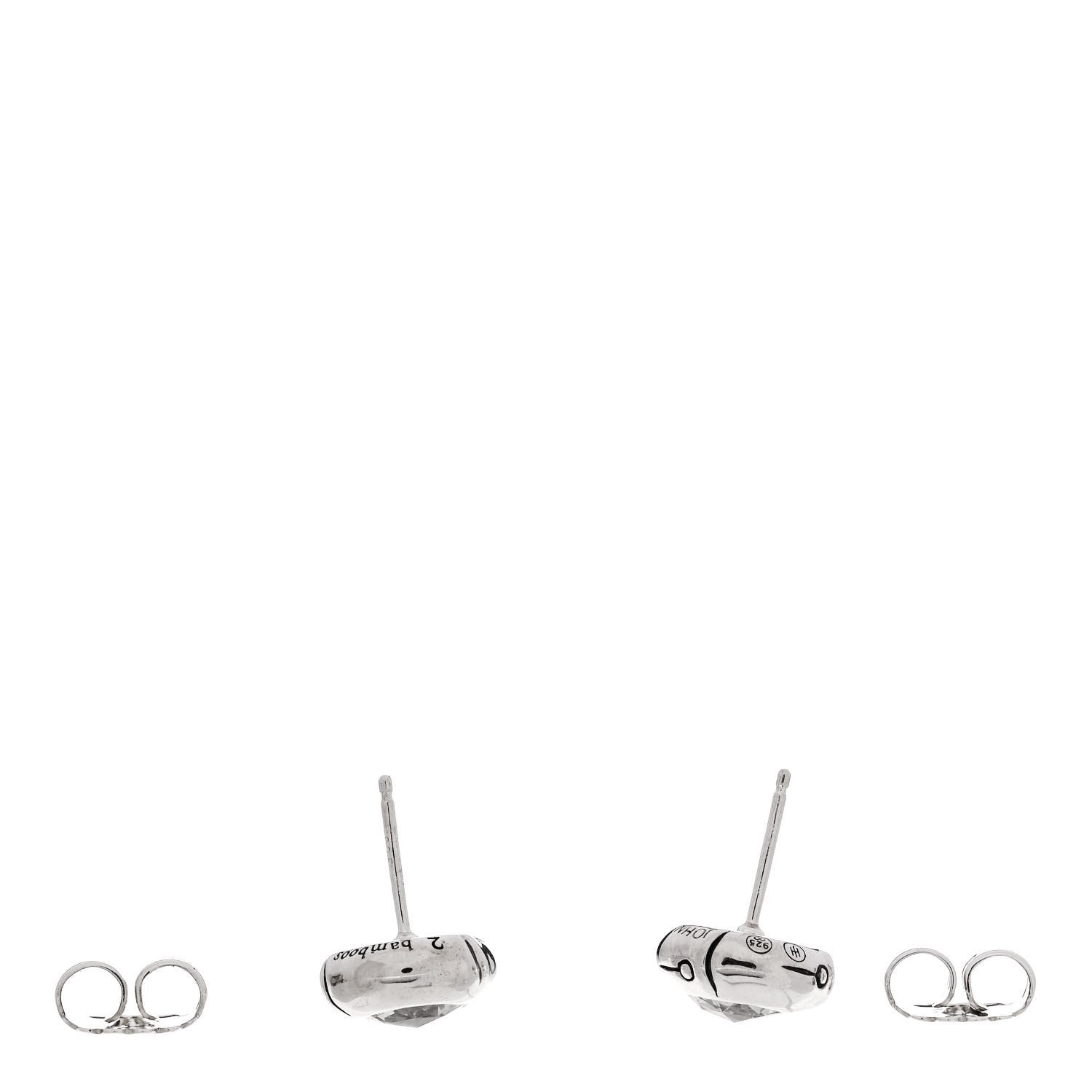 John Hardy Sterling Silver White Topaz Bamboo Stud Earrings 3 of 5