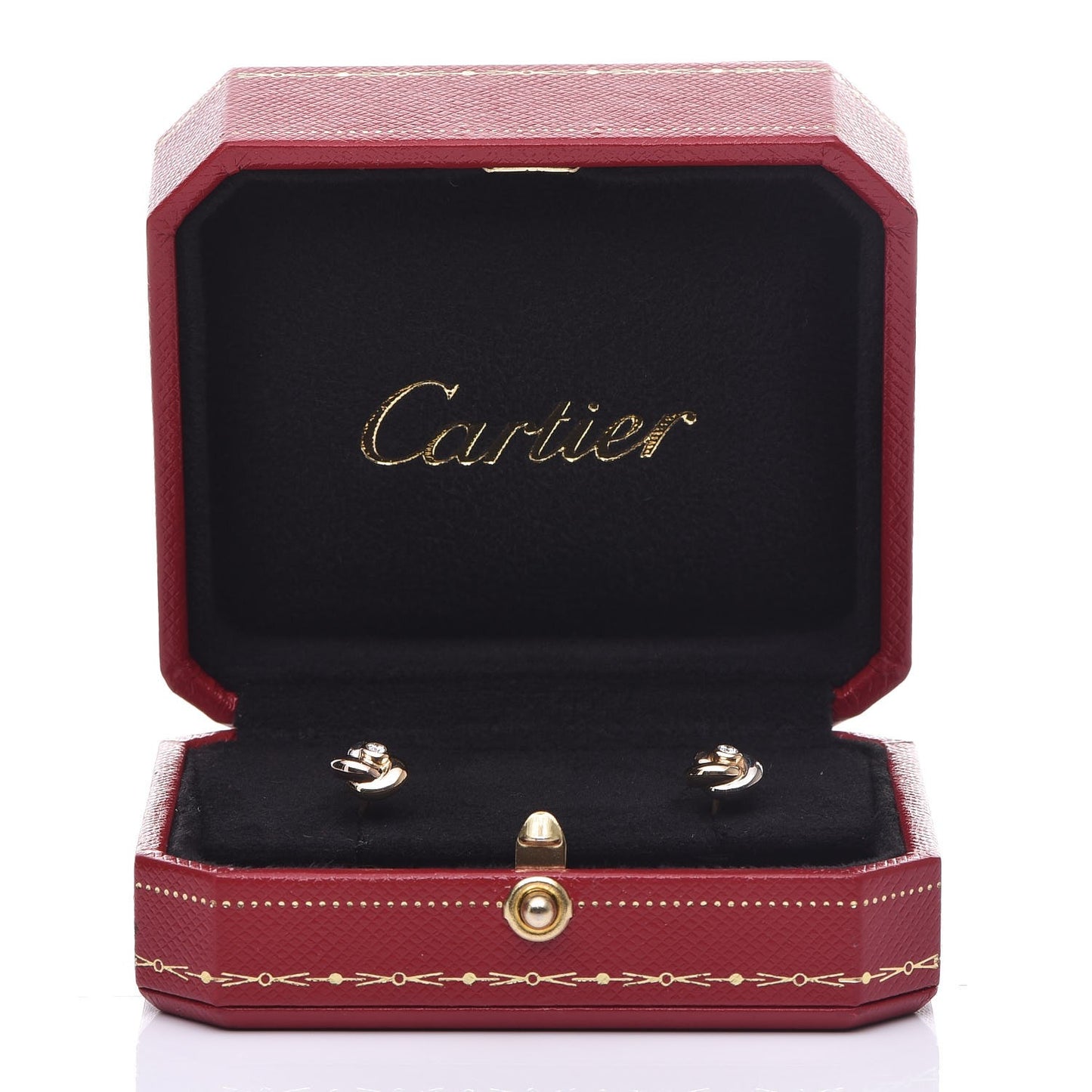 18K Pink Yellow White Gold Diamond Trinity Stud Earrings