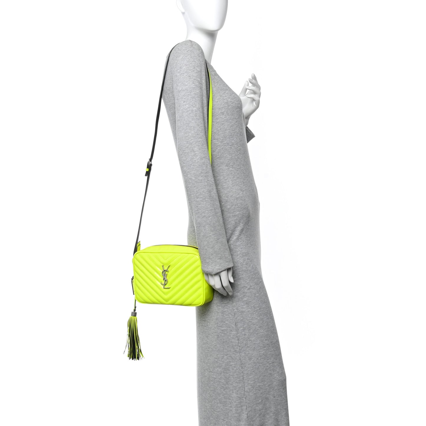 Patent Calfskin Matelasse Monogram Lou Camera Bag Neon Yellow