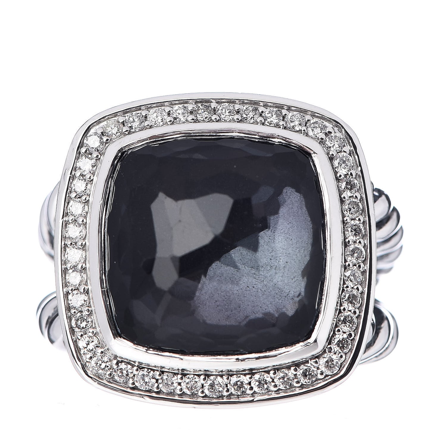 Sterling Silver Diamond Black Orchid 14mm Albion Ring 54 7
