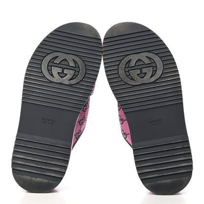 Gucci Monogram Multicolor Criss Cross Platform Slide Sandals 39 Pink Blue 5 of 9
