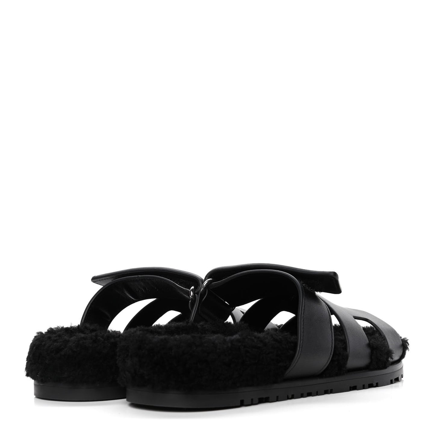 Calfskin Woolskin Womens Chypre Sandals 36 Black