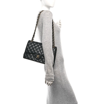 Chanel Lambskin Quilted Jumbo Double Flap Black 2 of 9