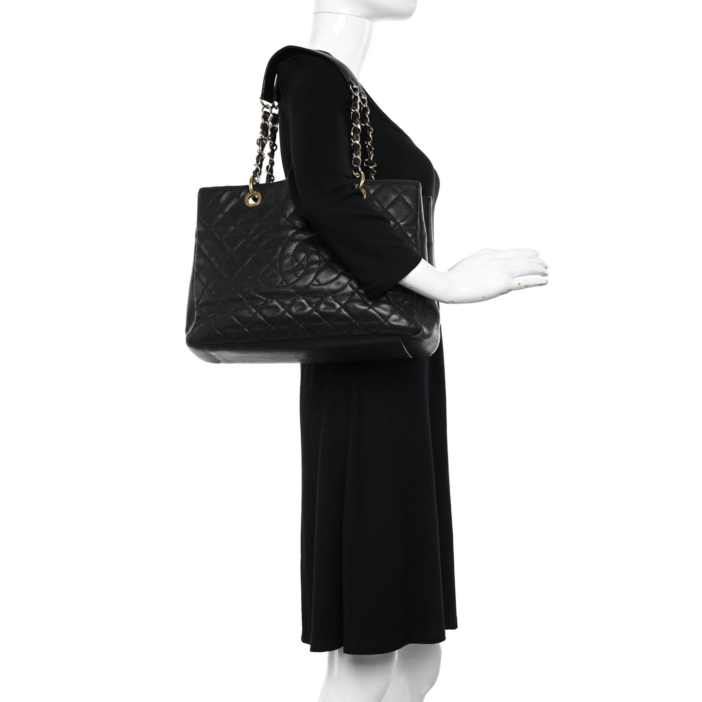 Caviar Quilted Grand Shopping Tote GST Black