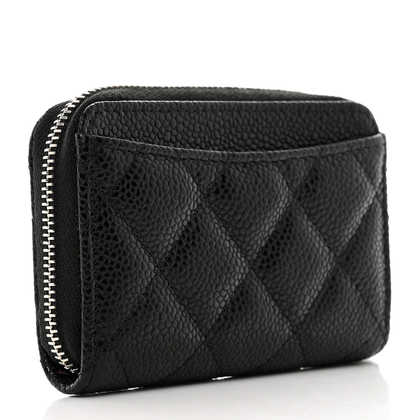 Caviar Quilted Zip Coin Purse Black