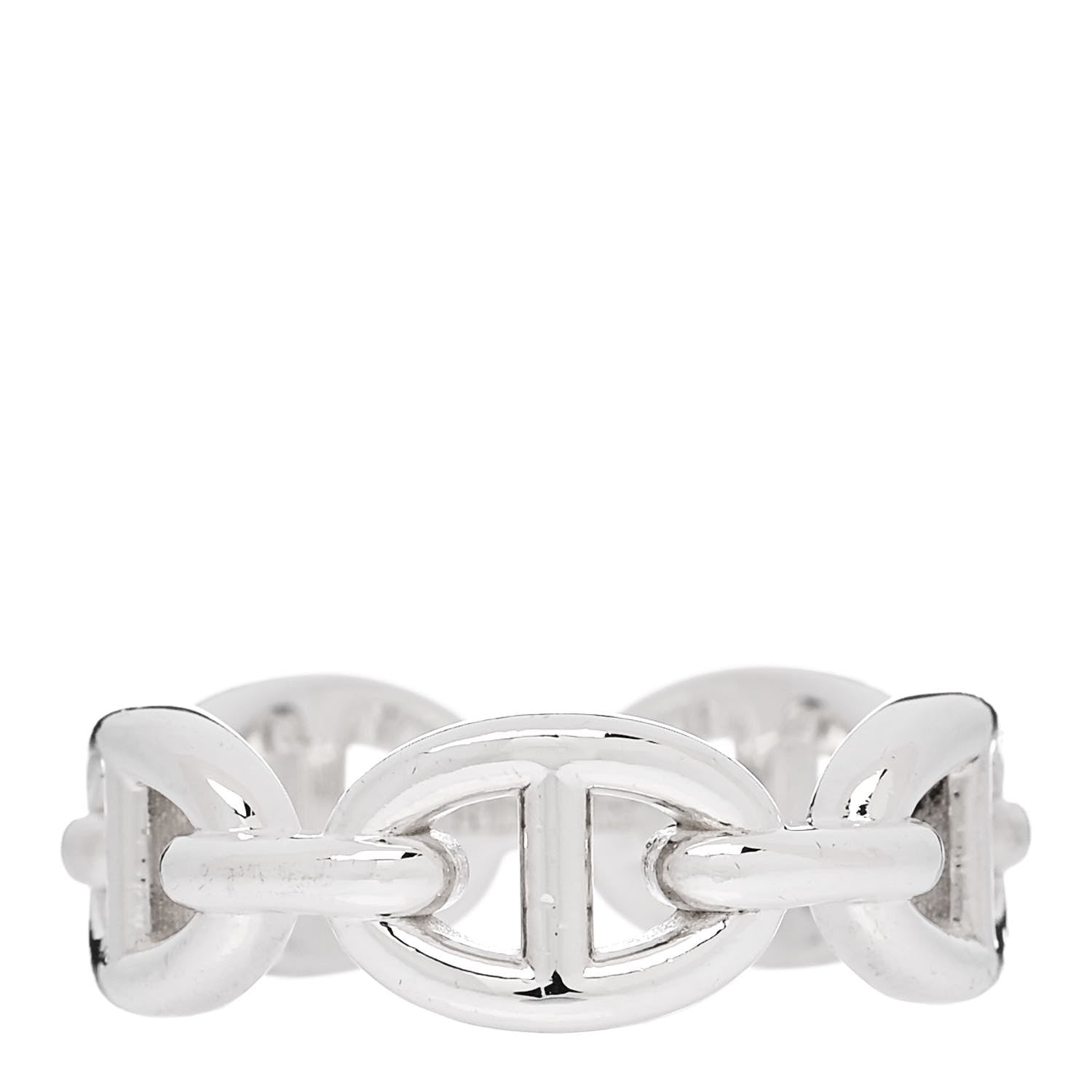 Hermes Sterling Silver PM Chaine d'Ancre Enchainee Band Ring 55 7.25 1 of 9