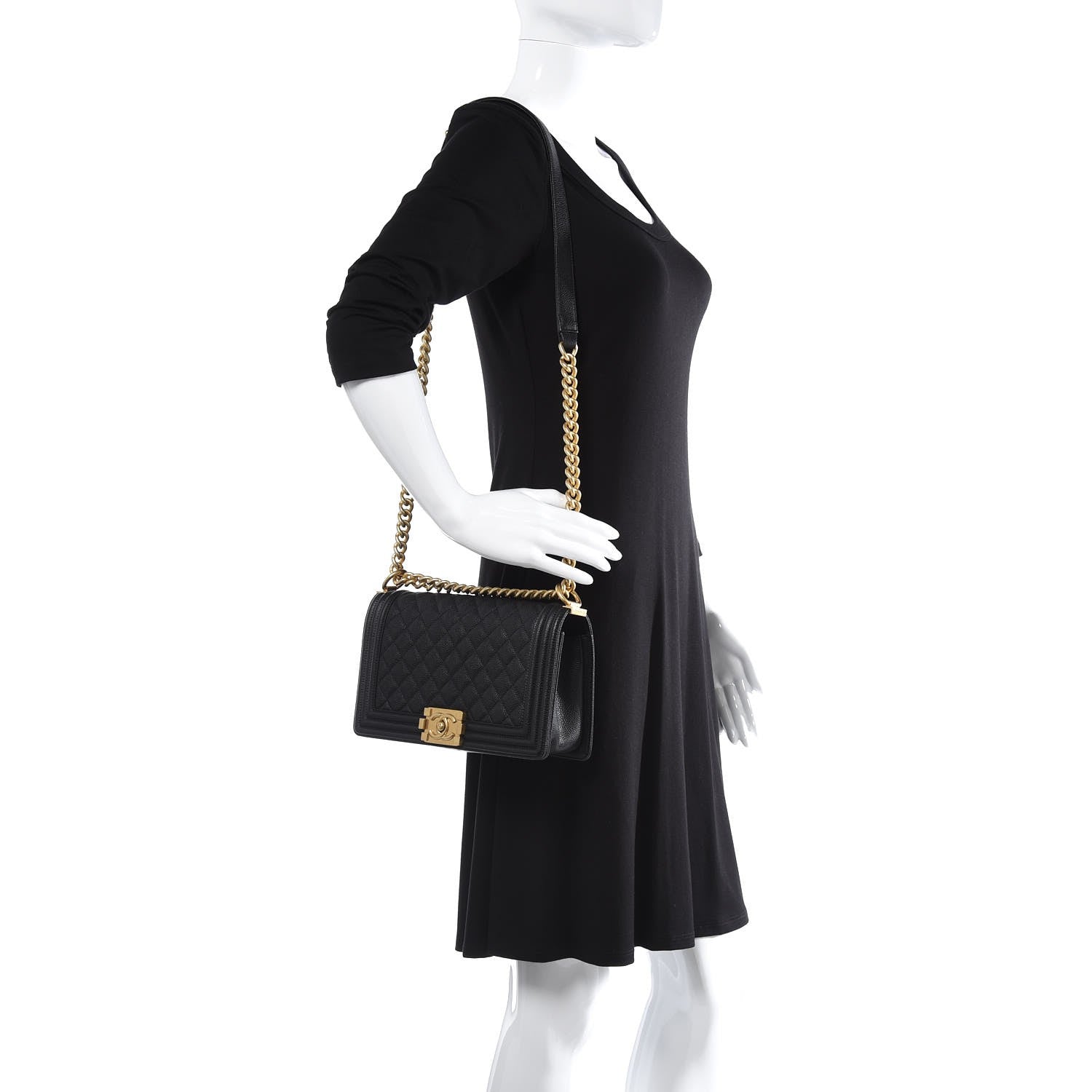 Chanel Caviar Quilted Medium Boy Flap Black 2 of 7