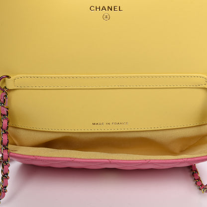 Chanel Lambskin Quilted Glasses Case With Chain Pink Yellow 6 of 13