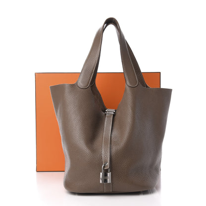 Hermes Taurillon Clemence Picotin Lock 26 GM Etoupe 11 of 11