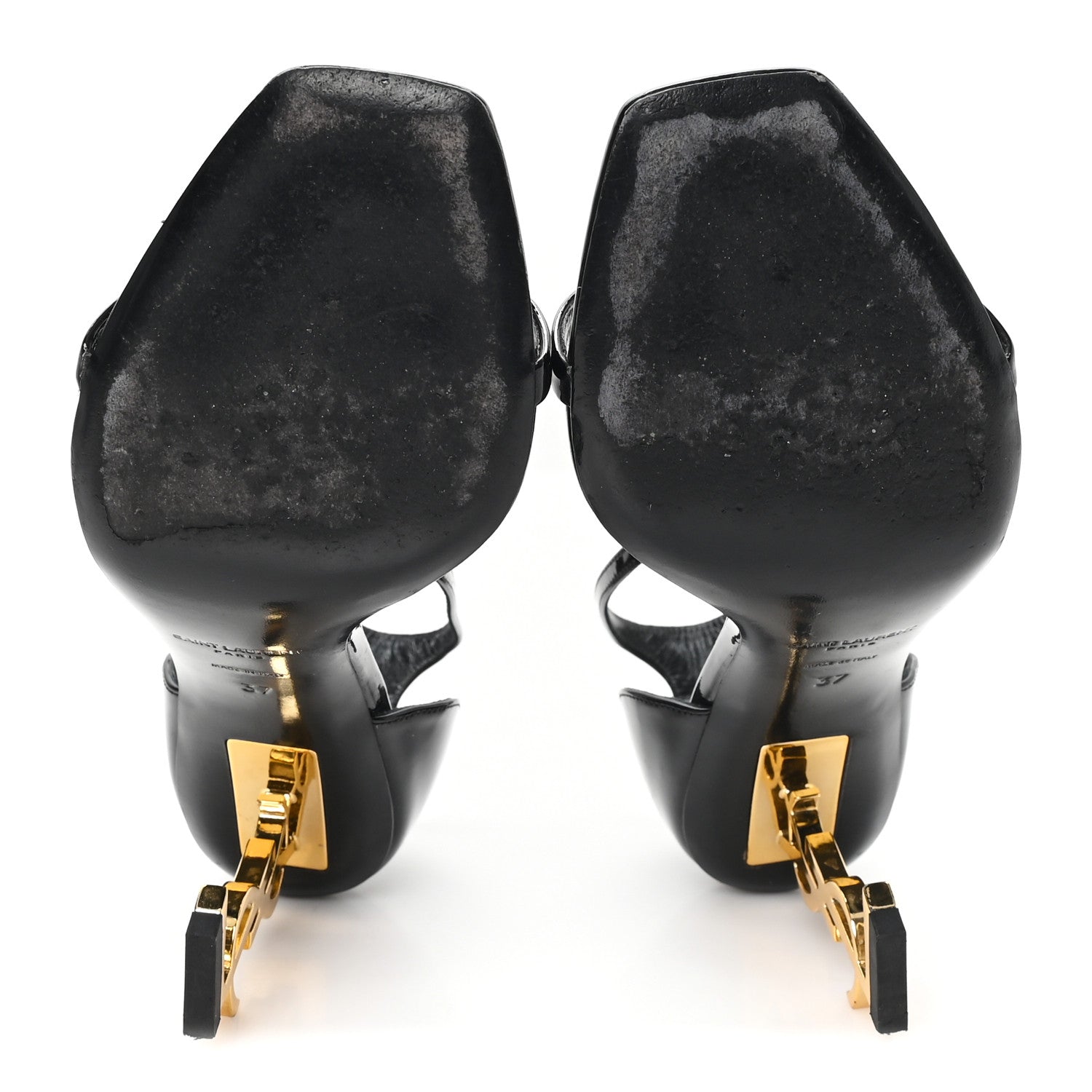 Saint Laurent Patent Calfskin Opyum 85 Sandals 37 Black Gold 6 of 10