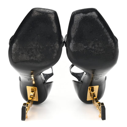 Saint Laurent Patent Calfskin Opyum 85 Sandals 37 Black Gold 6 of 10