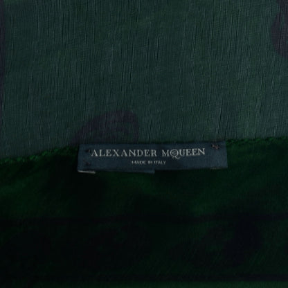 Alexander McQueen Silk Chiffon Skull Scarf Green 5 of 6