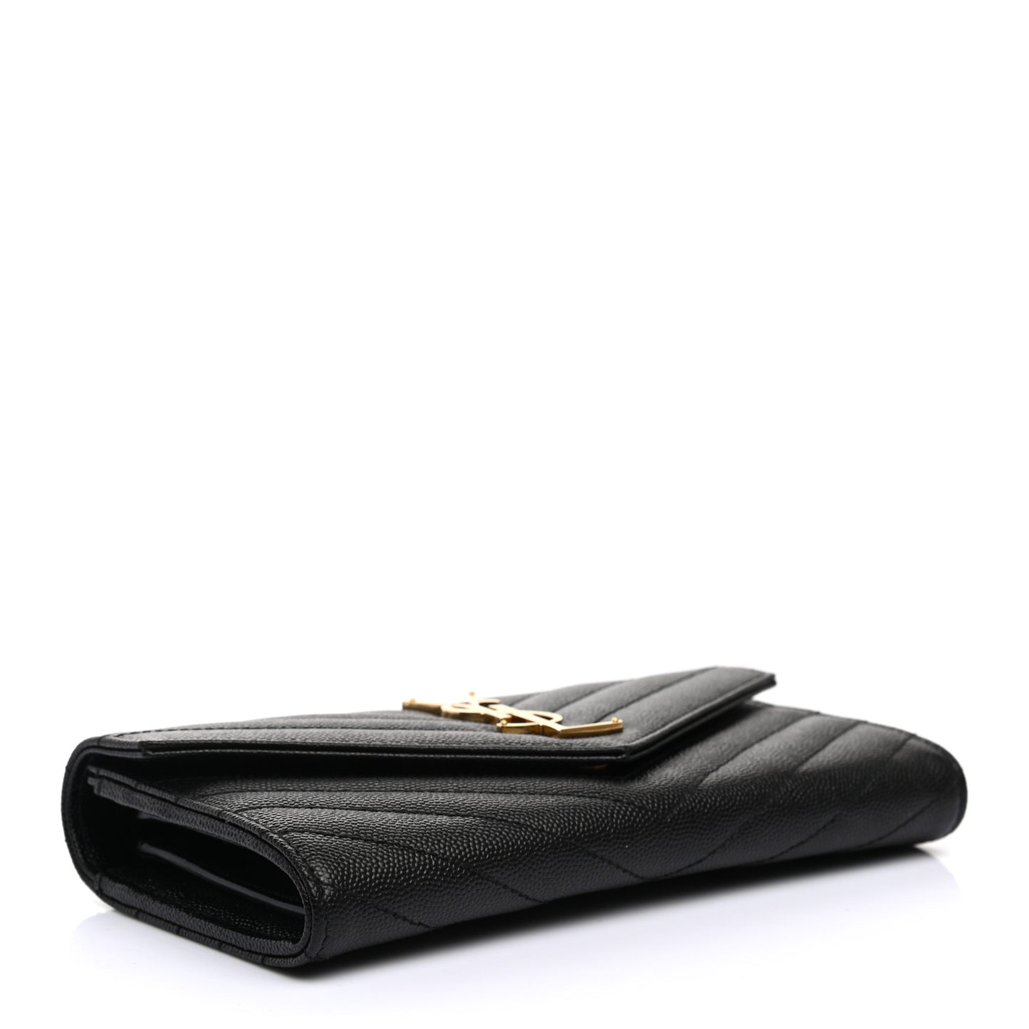 Grain De Poudre Matelasse Chevron Monogram Flap Wallet Black