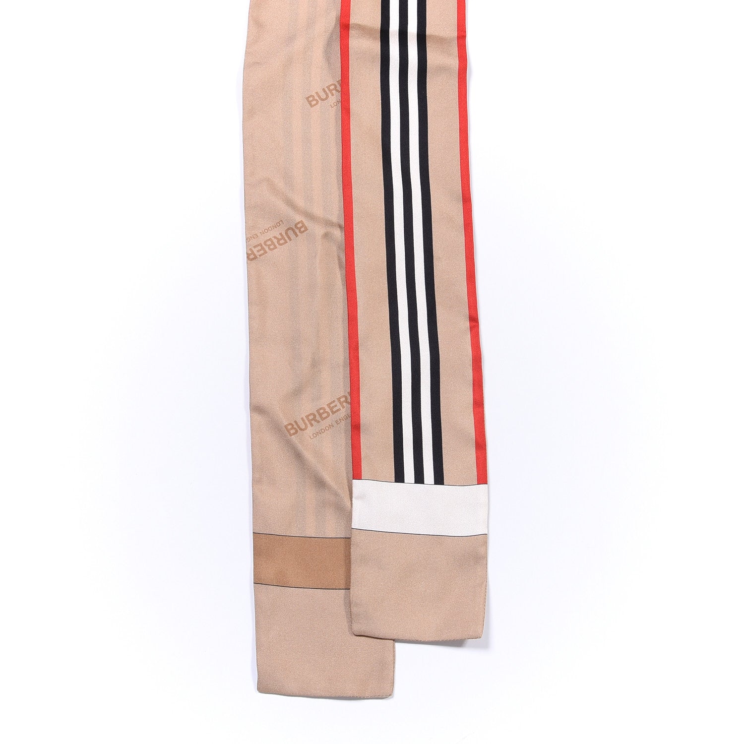 Burberry Silk Icon Stripe Skinny Scarf Archive Beige 2 of 3