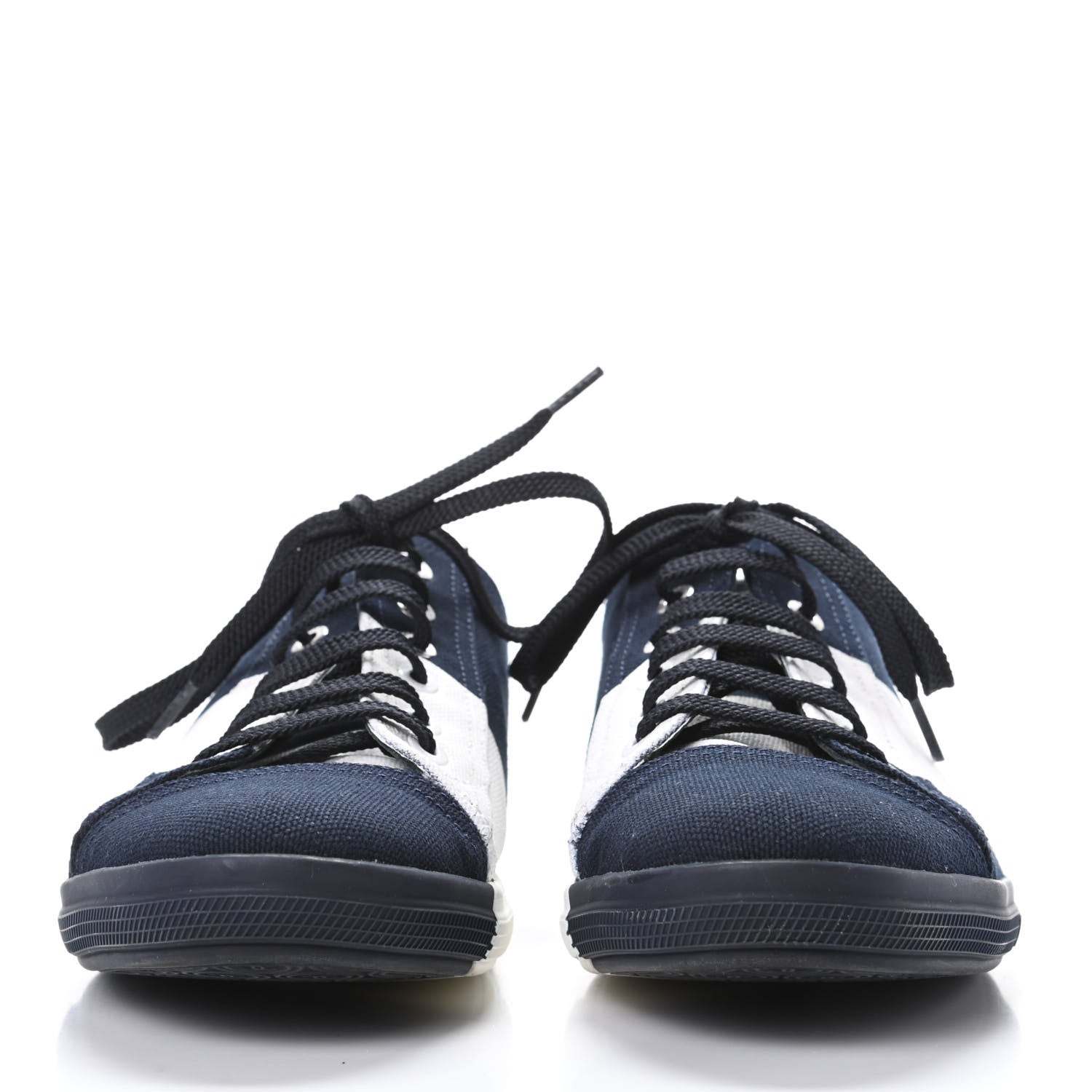 Chanel Canvas Womens Sneakers 38 Navy White 2 of 9
