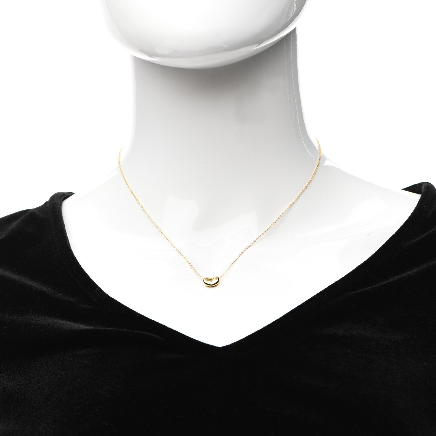 Tiffany 18K Yellow Gold 6.5mm Elsa Peretti Bean Pendant Necklace 2 of 7