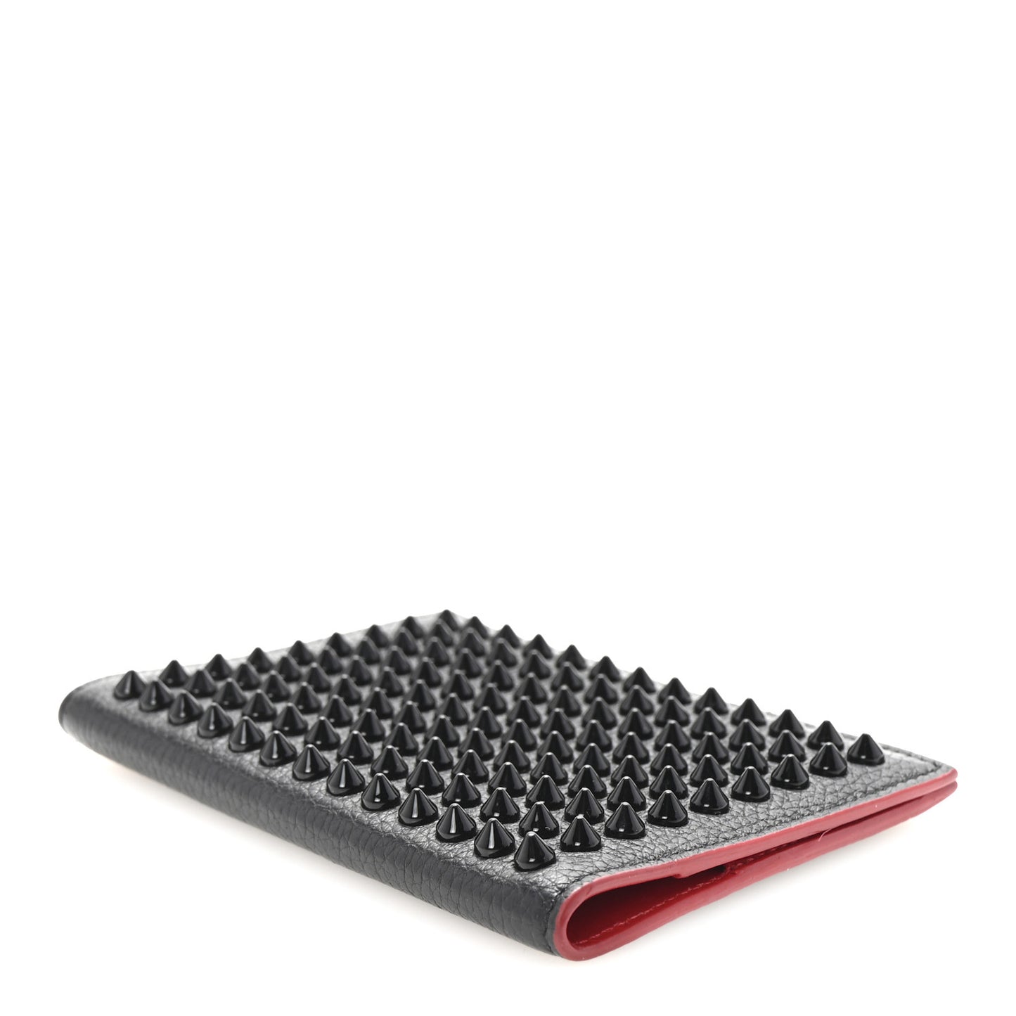 Calfskin Studded Loubipass Passport Holder Black