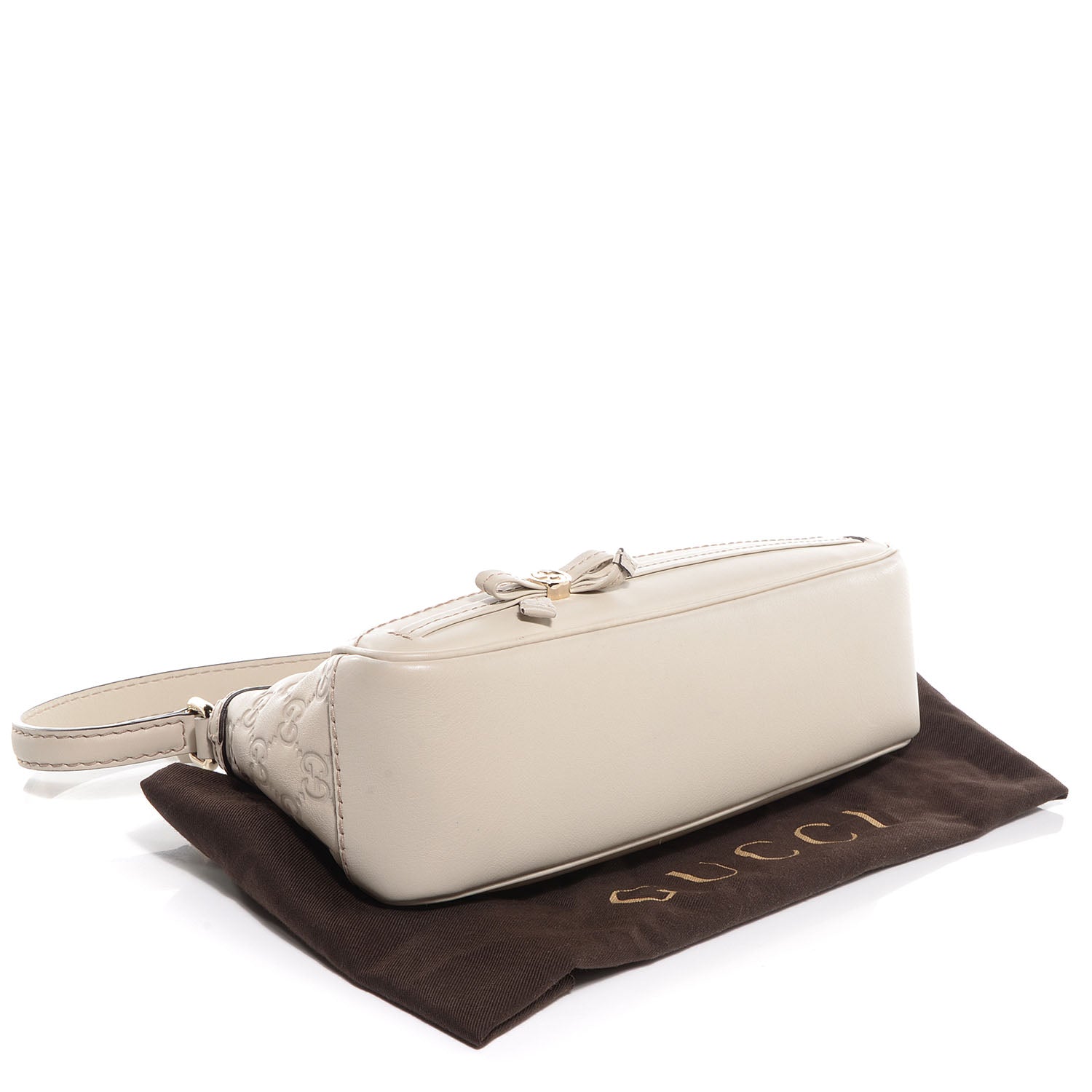 Gucci Guccissima Small Mayfair Bow Detail Shoulder Bag Off White 4 of 9
