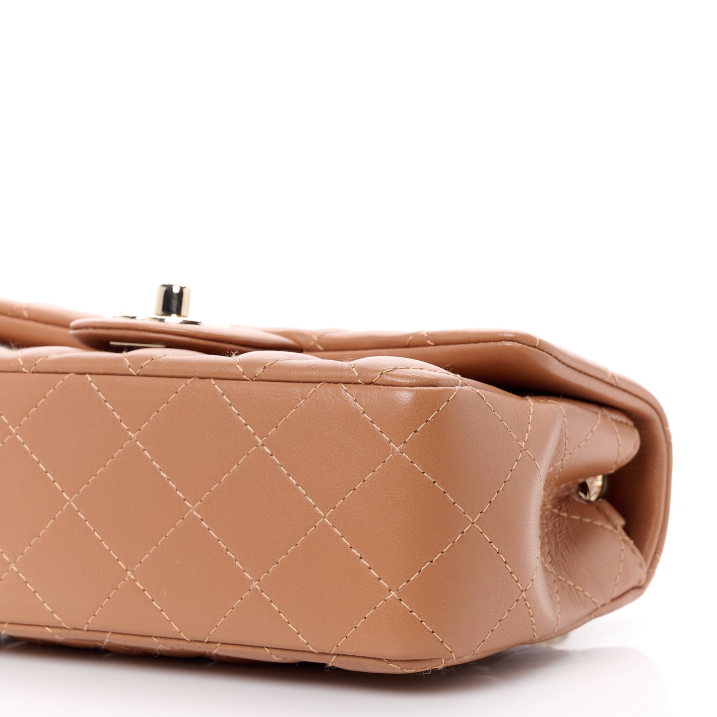 Lambskin Quilted Mini Rectangular Flap Brown
