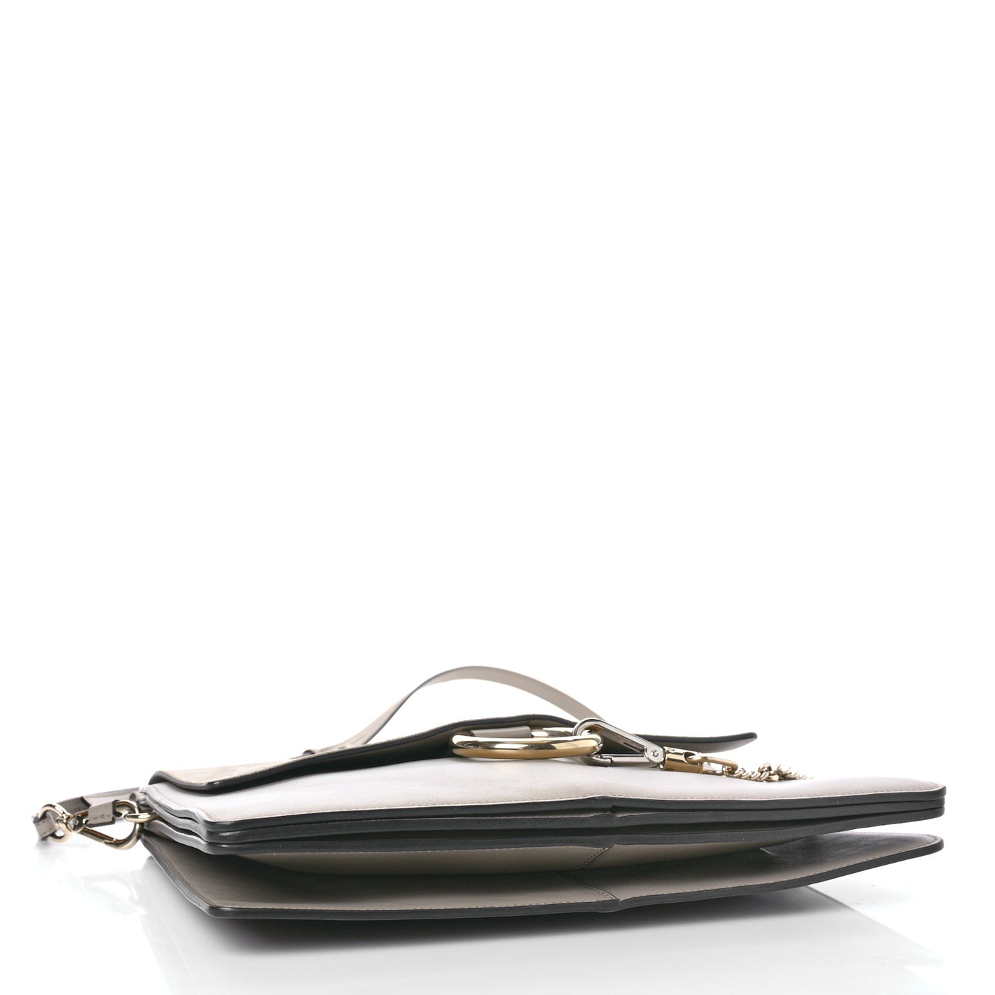 Calfskin Suede Medium Faye Shoulder Bag Motty Grey
