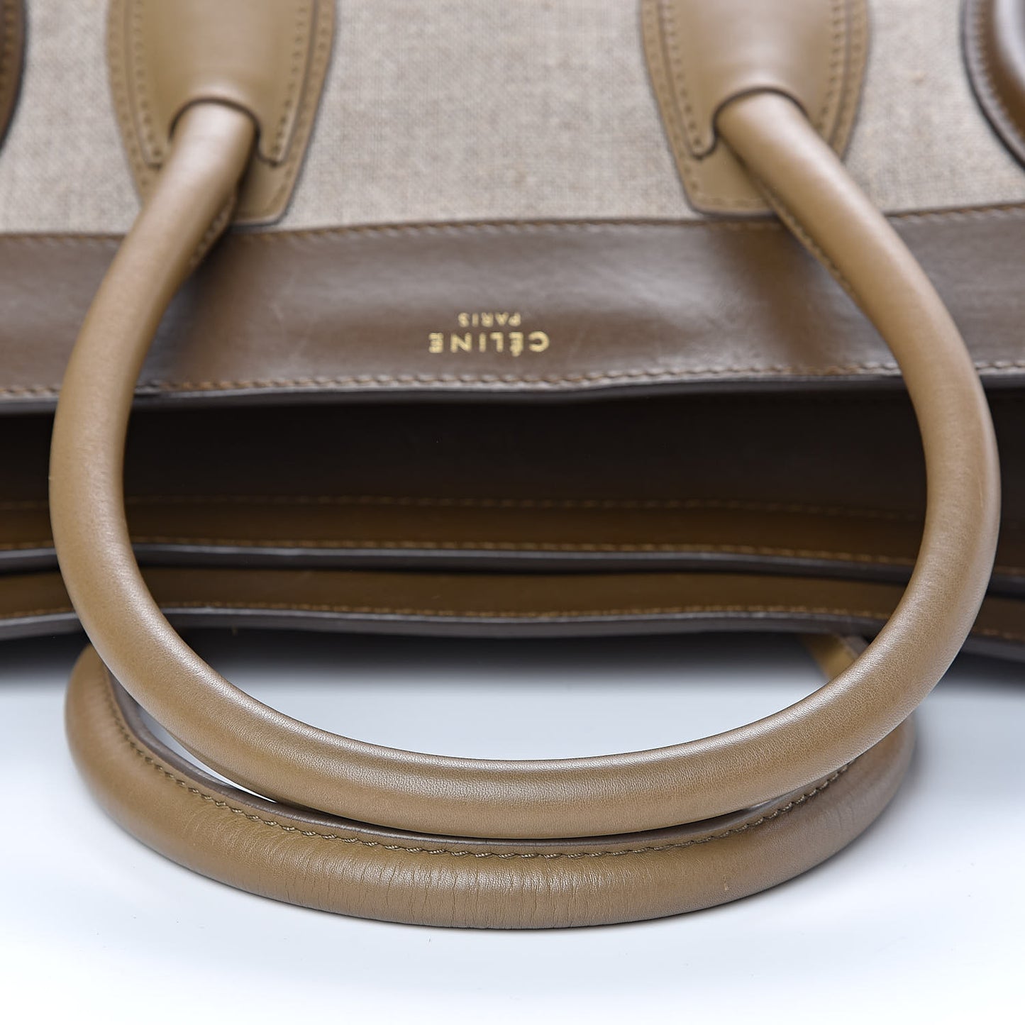 Natural Canvas Smooth Calfskin Mini Luggage Brown