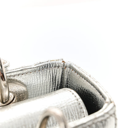 Christian Dior Metallic Grained Calfskin Cannage Small Lucky Badges My Lady Dior Silver 13 of 14