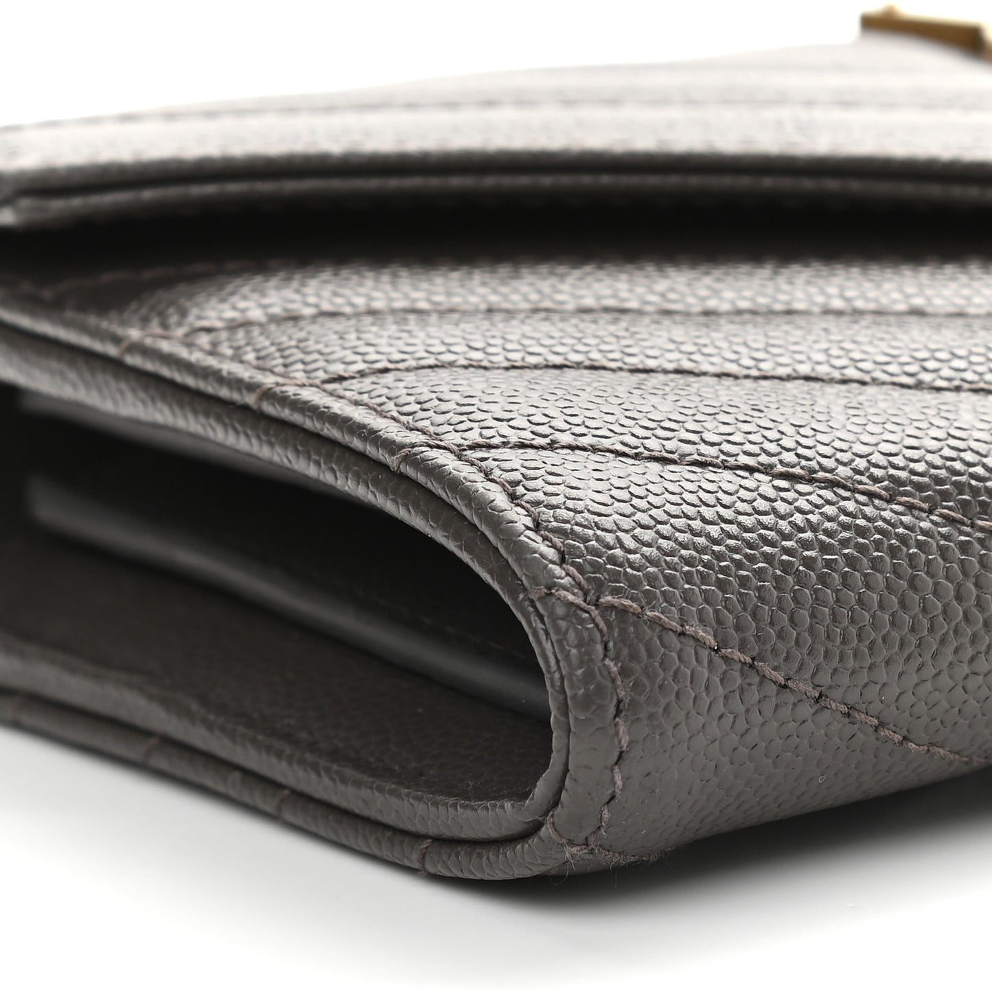 Grain De Poudre Matelasse Chevron Monogram Flap Wallet Fog
