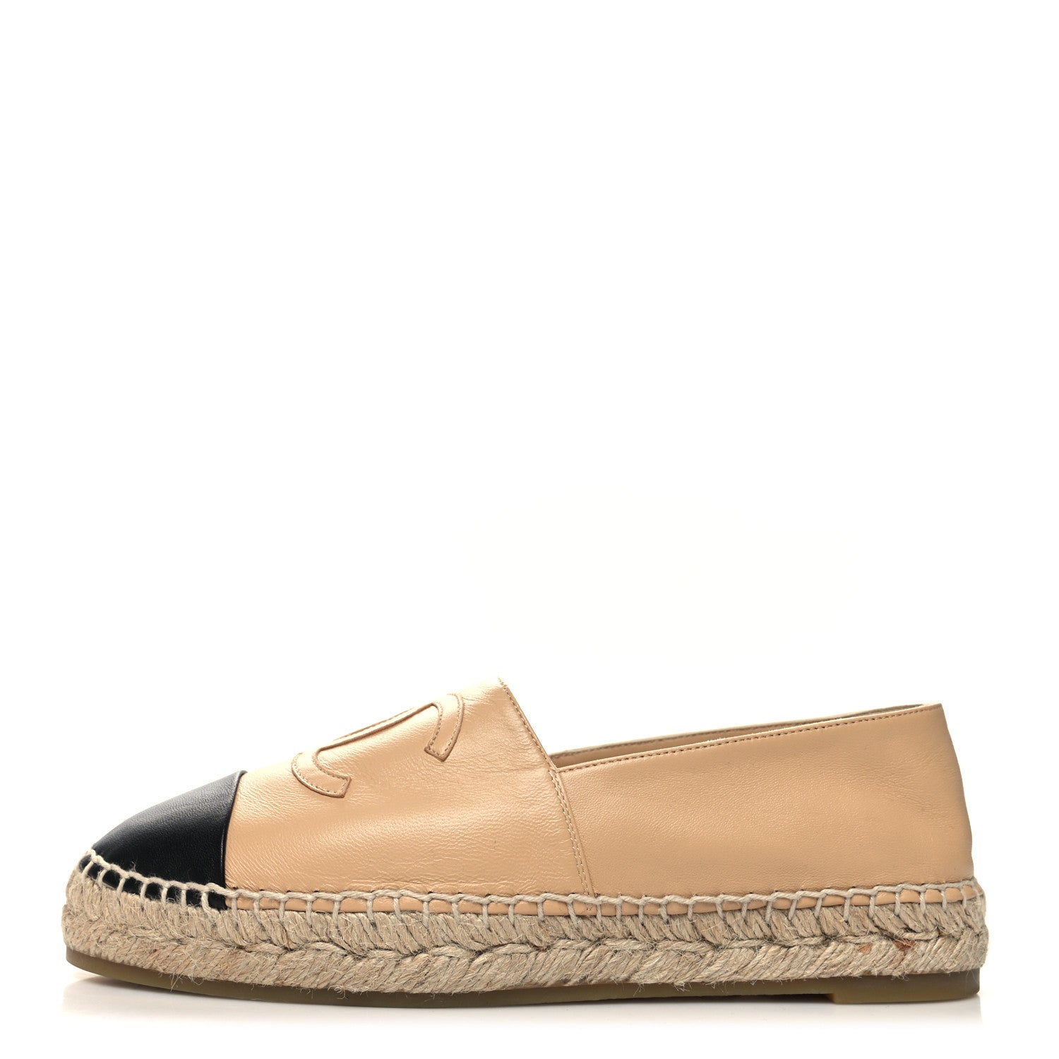Chanel Lambskin CC Espadrilles 39 Beige Black 1 of 9