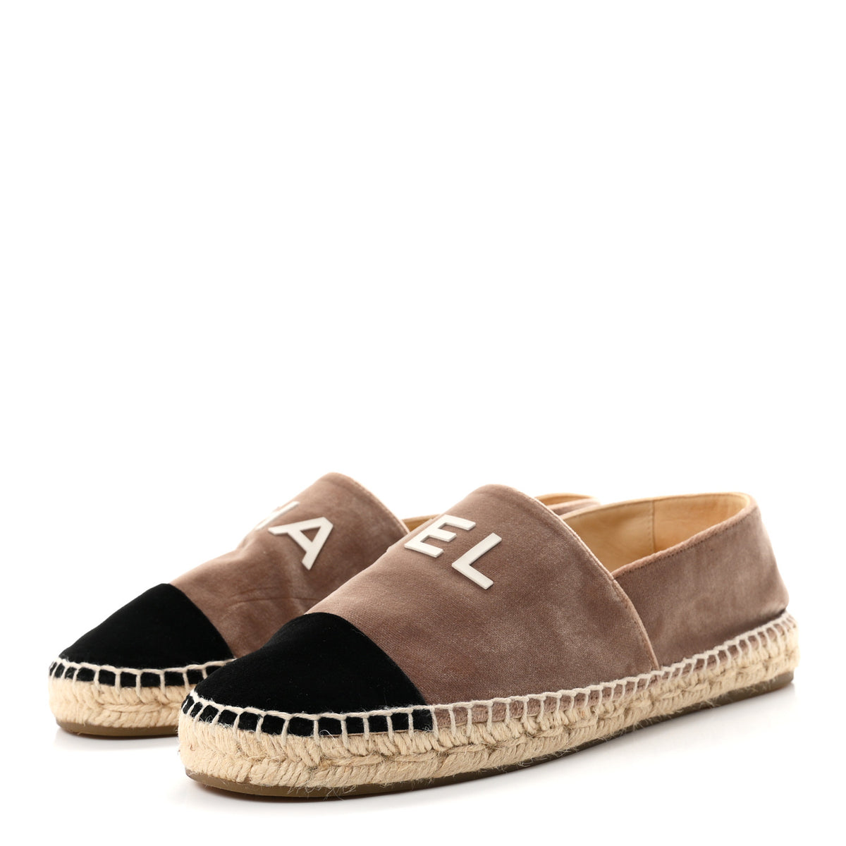 Velvet Logo Espadrilles 38 Beige Black