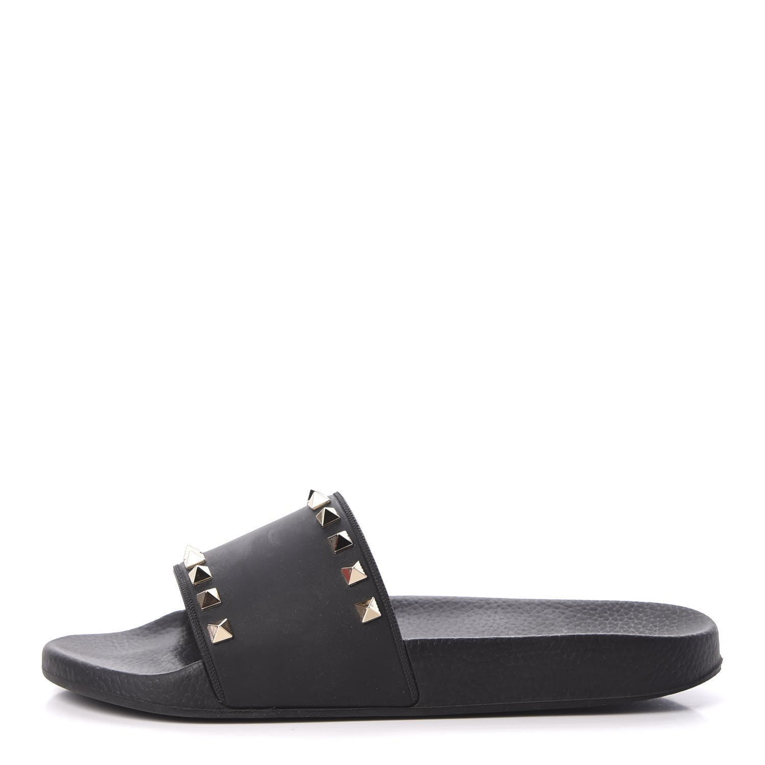 Valentino Garavani Rubber Rockstud Slide Sandals 40 Black 1 of 8