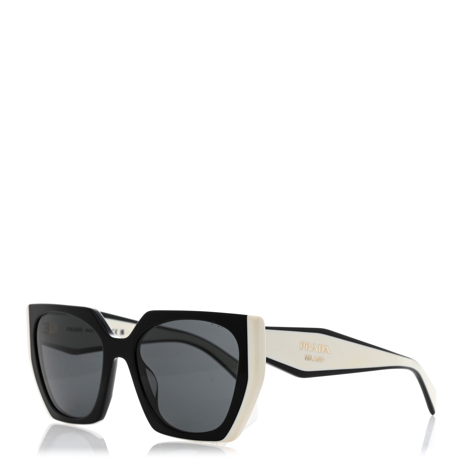 Prada Acetate Sunglasses SPR 15W Black White 1 of 7