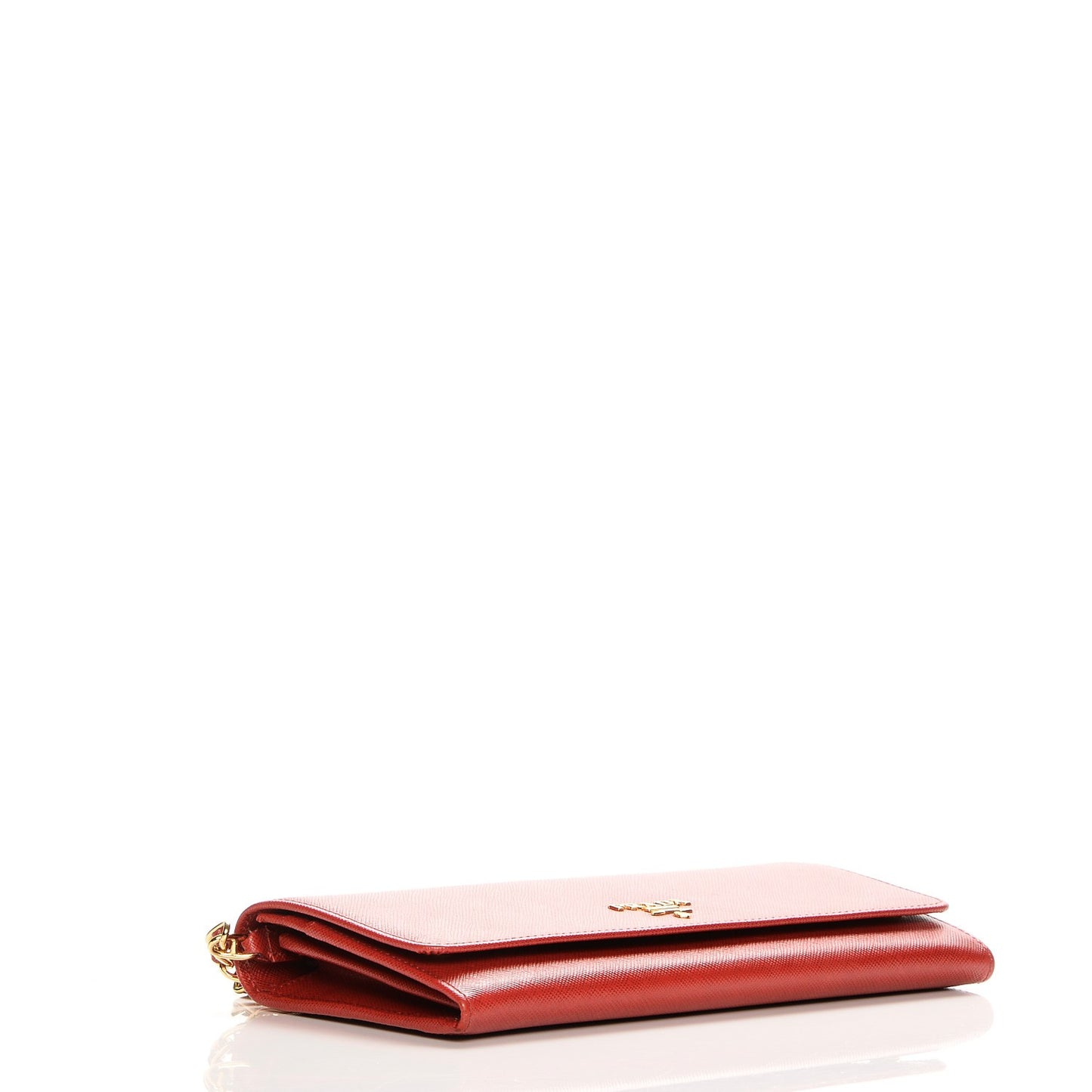 Saffiano Metal Oro Chain Wallet Fuoco