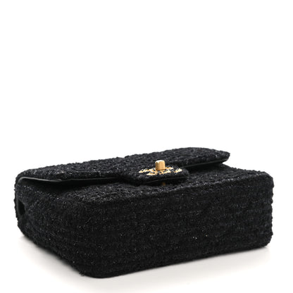 Chanel Tweed Quilted Mini Crystal CC Square Flap Black 4 of 10