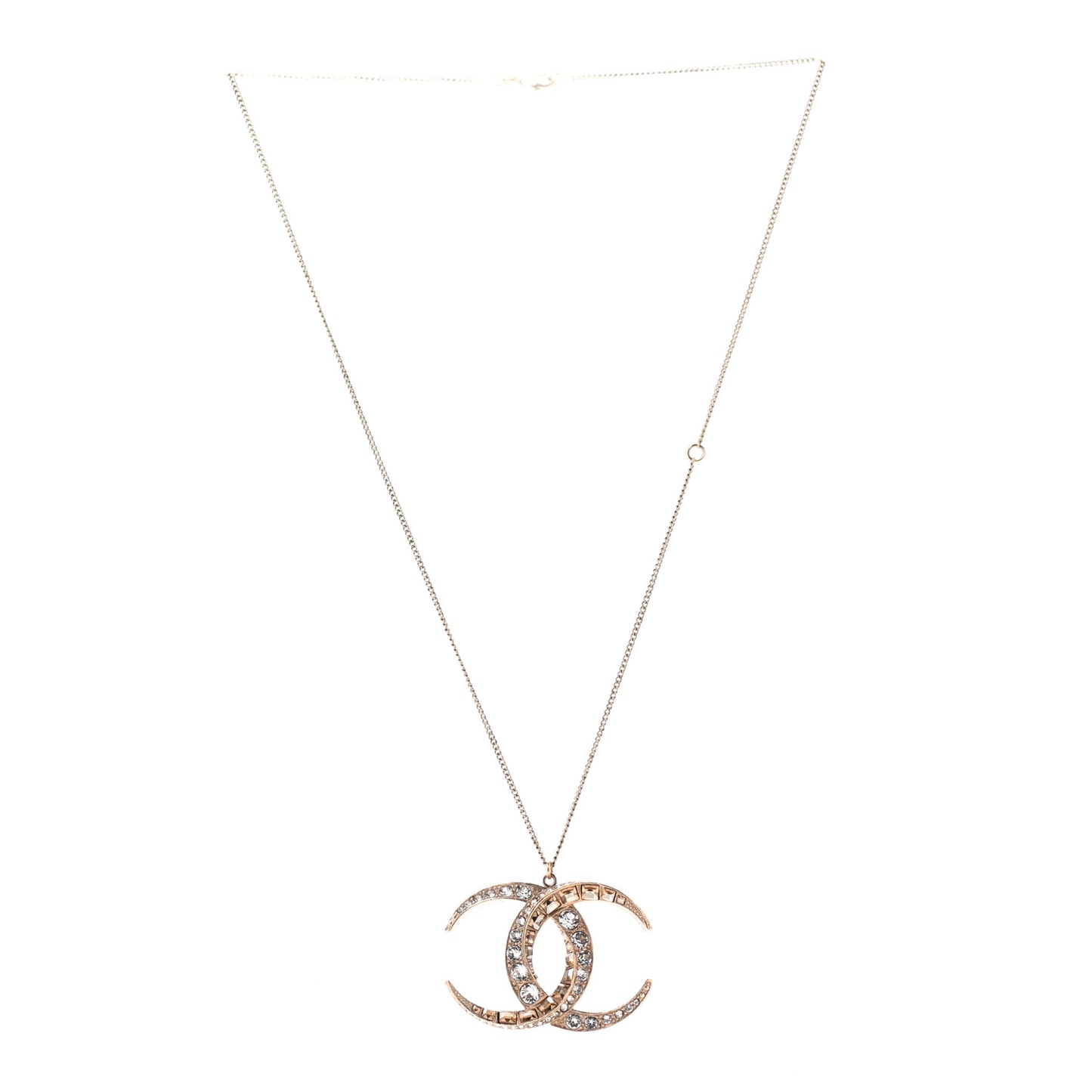 Baguette Crystal Moon CC Necklace Gold