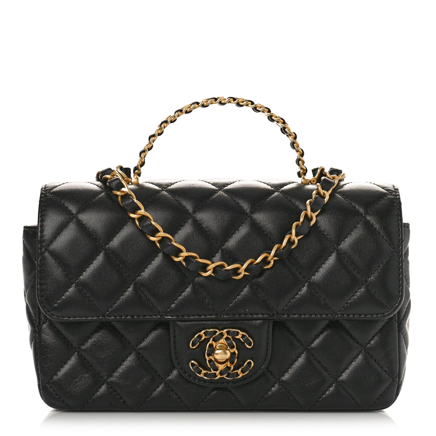 Chanel Lambskin Quilted Mini Strass On Top Flap Black 1 of 11