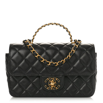 Chanel Lambskin Quilted Mini Strass On Top Flap Black 1 of 11