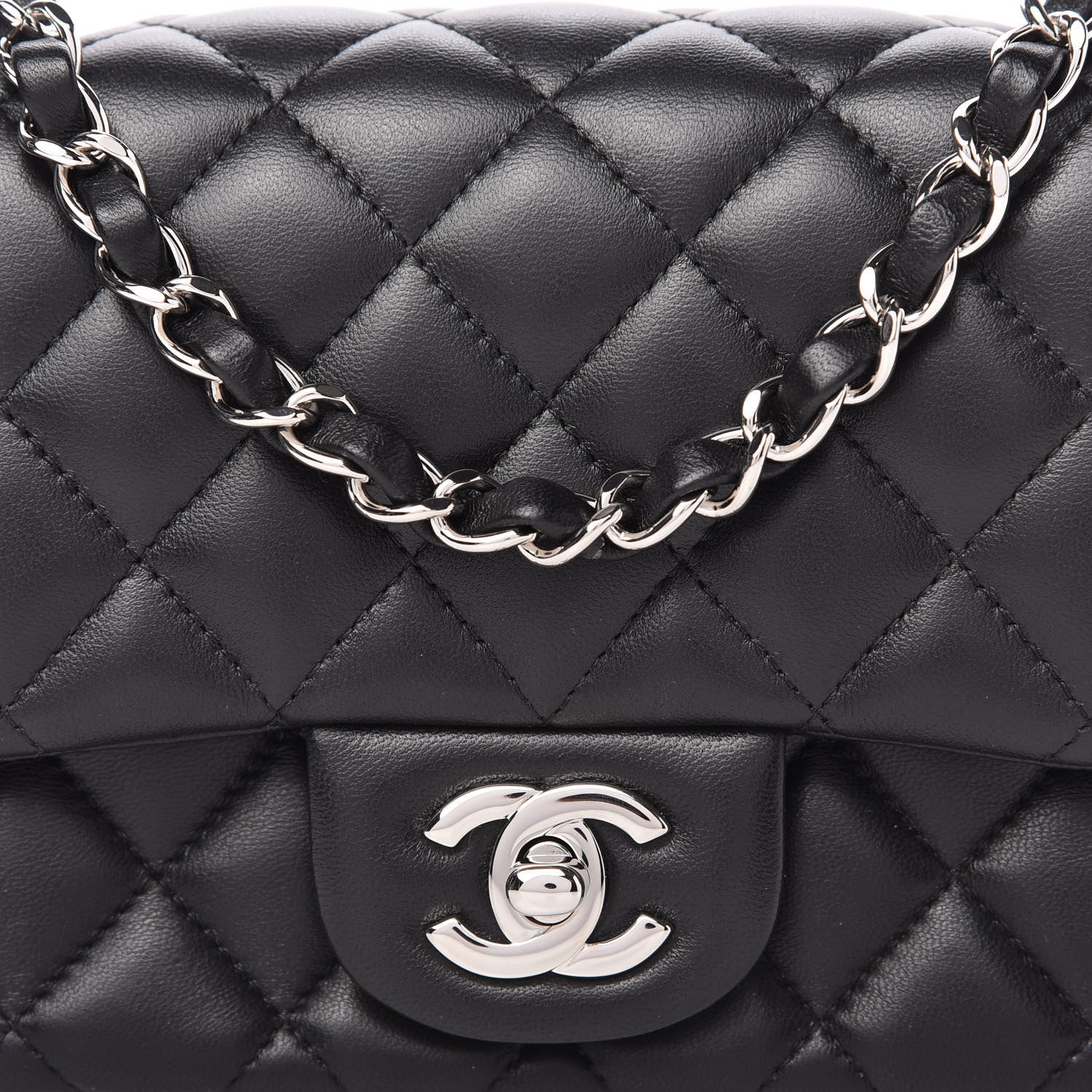 Chanel Lambskin Quilted Mini Square Flap Black 10 of 10