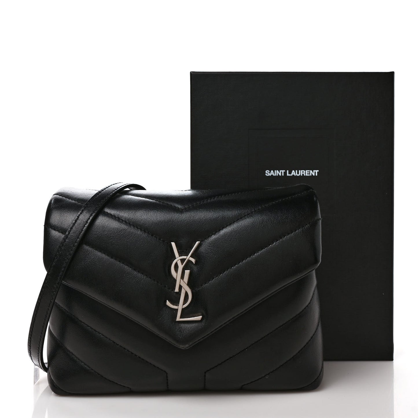 Calfskin Y Quilted Monogram Toy Loulou Crossbody Bag Black
