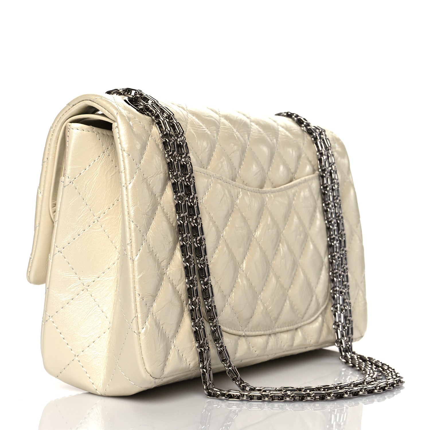 Chanel Metallic Aged Calfskin Quilted 2.55 Reissue 226 Flap White 3 of 10