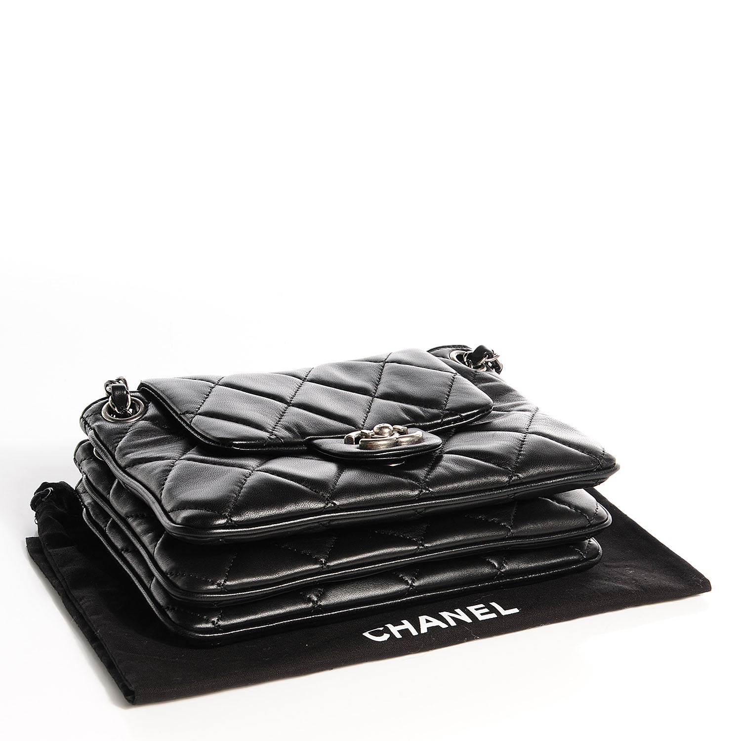 Chanel Lambskin Quilted 3 Flap Black 4 of 6