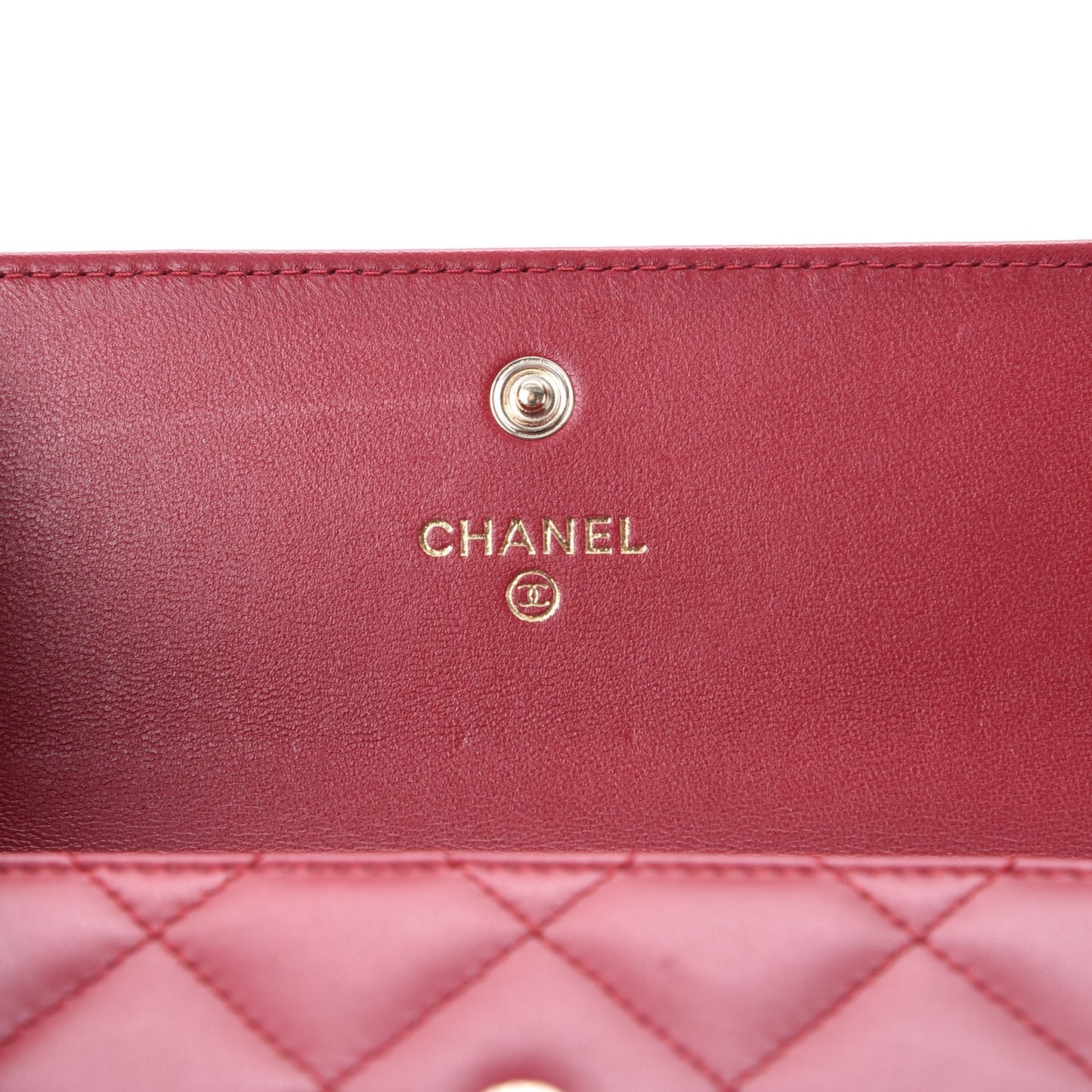 Lambskin Quilted Trendy CC Large Gusset Flap Wallet Dark Red
