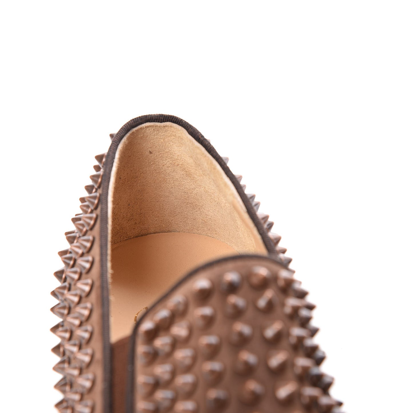 Veau Velours Spikes Mens Roller Boat Flats 41 Chatain Antique Copper