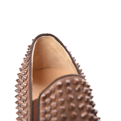Christian Louboutin Veau Velours Spikes Mens Roller Boat Flats 41 Chatain Antique Copper 9 of 10