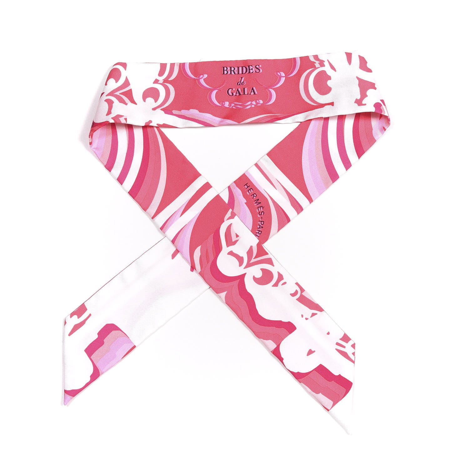Hermes Silk Brides de Gala Shadow Twilly Rose Blanc Fuchsia 1 of 4